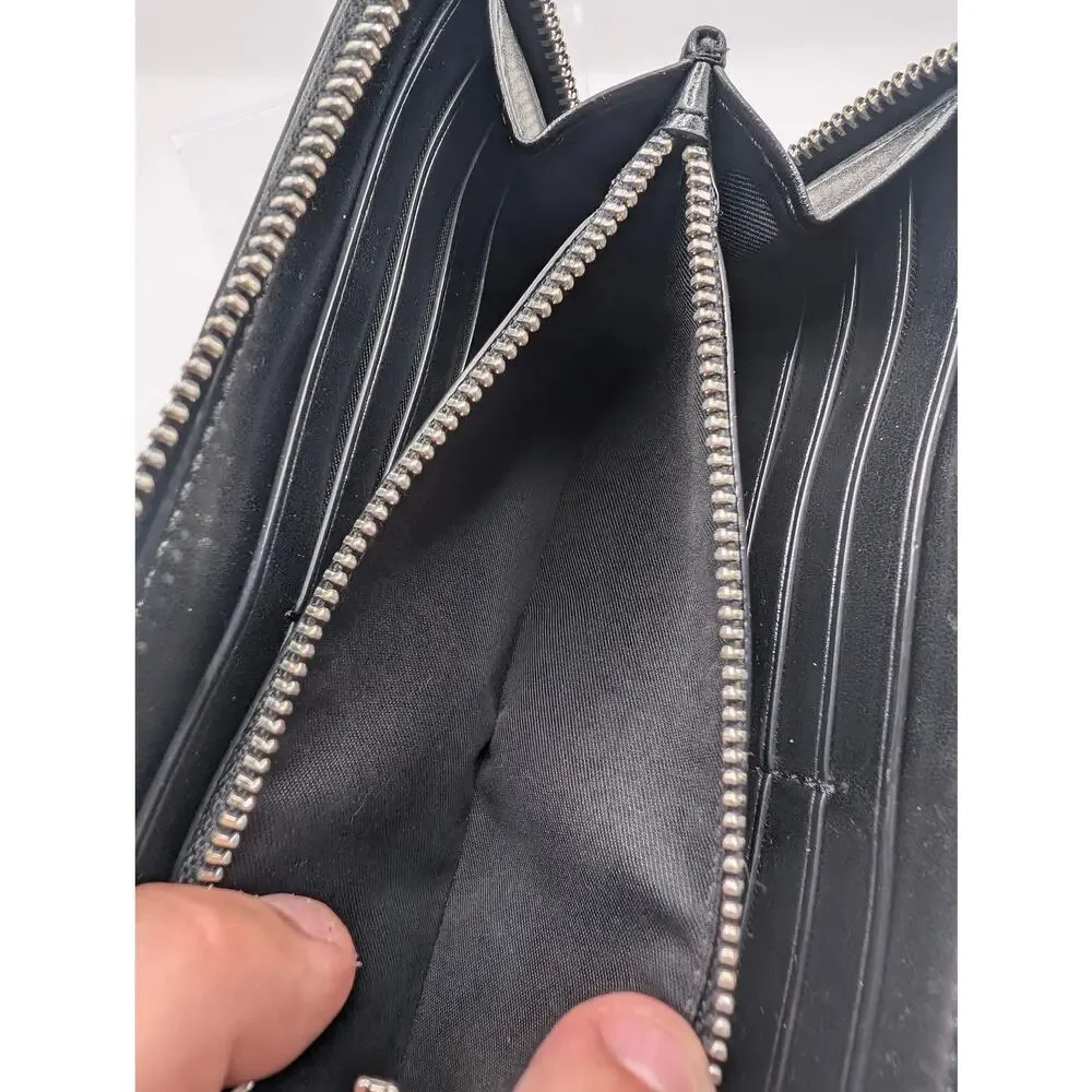 Authentic Coach Signature Varsity Stripe Zip Around Wallet Black Red